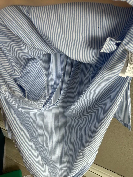 J. Crew Paloma Blue Pinstripe Smocked Maxi Dress Large - Picture 7 of 13